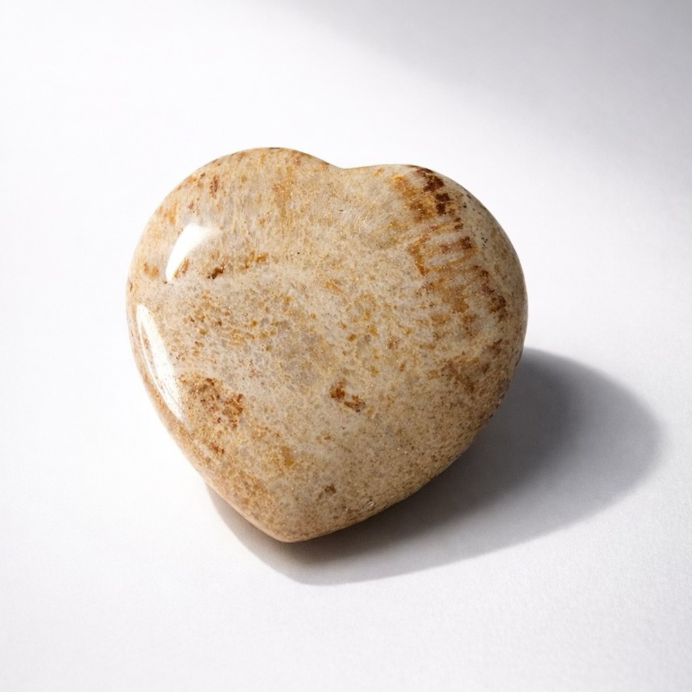 Agatized Fossil Coral Heart Palm Stone Natural Ancient Coral Fossil Crystal 2”